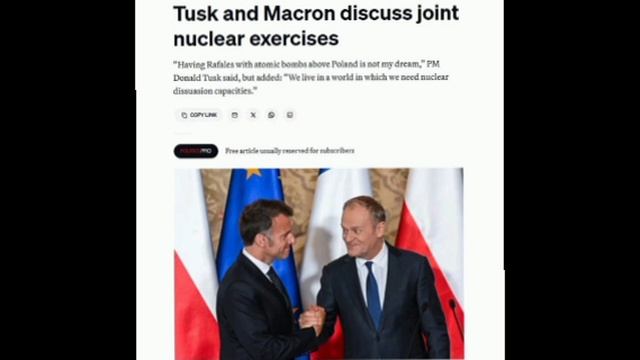‼️🇪🇺⚛️ Европа начала готовиться к ядерной войне, — Politico

▪️Франция и Польша обсуждают проведен