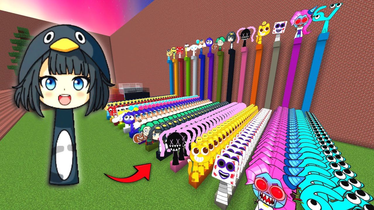 Спранки ГУ ГУ ГАГА и Пенгвин В ЦВЕТНЫХ ЛИНИЯХ Minecraft PE МОД!!