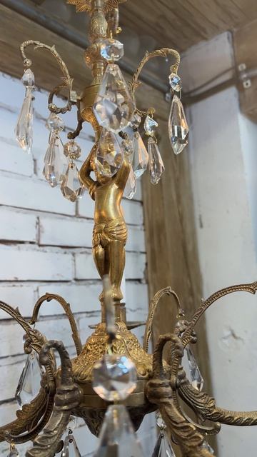 Старинная бронзовая люстра с атлантом 20833