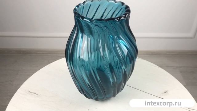 Декоративная ваза СИРОККО, стекло, синяя, 26 см, 107463-80