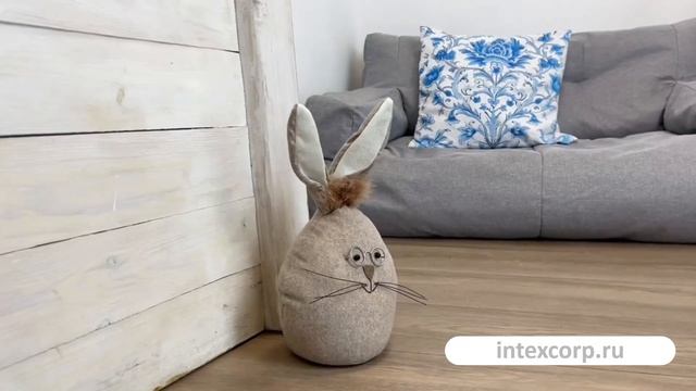 Дверной стоппер ЗАЙКА В ОЧКАХ бежевый, текстиль, 34 см, 2031719-2.