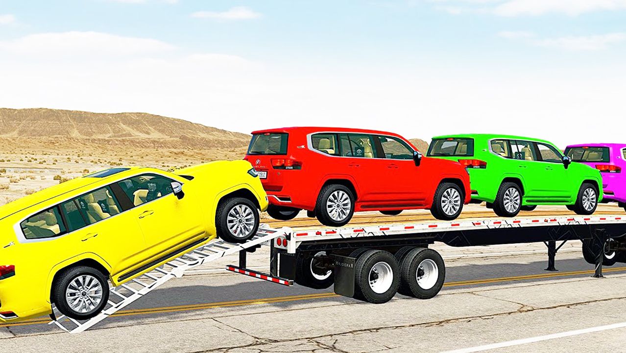 Мультики про машинки. Яркие машины проходят испытания на прочность. Смотреть онлайн для детей.