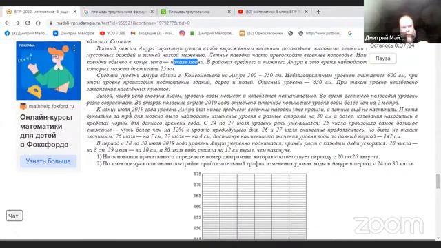 Математика 8 класс ВПР 10 вариант , сложные задачи 2 части