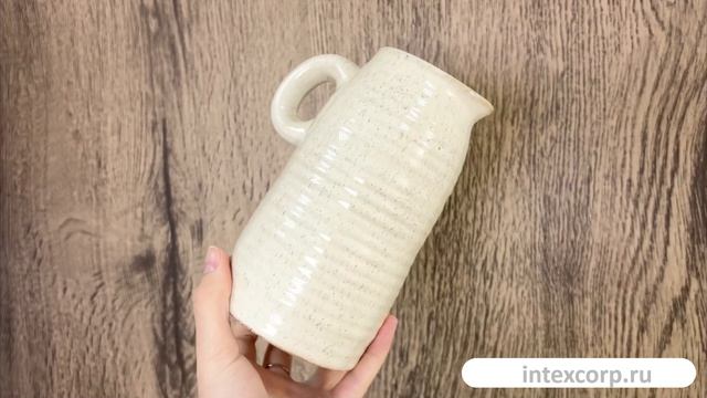 Декоративная ваза-кувшин СИЛЬВИН, керамика, кремовая, 17 см, 95202580-3