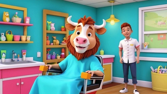 Корова-парикмахер укладывает Львиную гриву, Забавная приключенческая стрижка | Анимация мультик