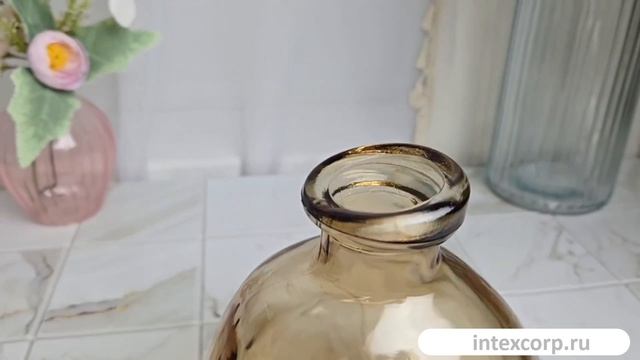 Декоративная ваза-бутыль КЛОДЕТ, стекло, жёлто-зелёная, 16 см, AC5000210-1