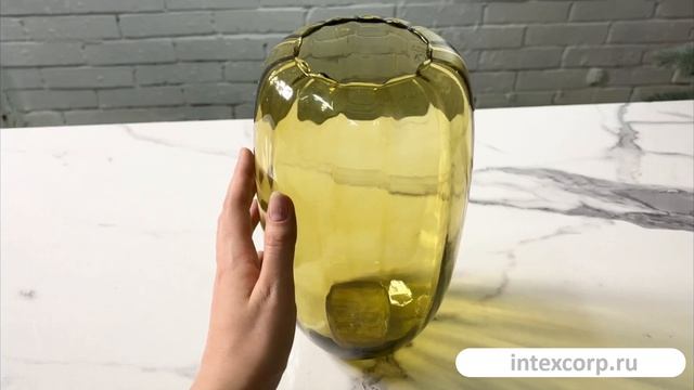 Декоративная ваза ТИББИ, стекло, жёлтый, 25 см, 1155166