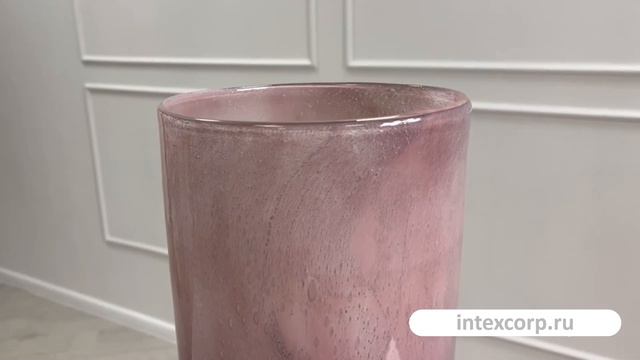 Высокая ваза БОЛЛЕ РОЗА, стеклянная, розовая, 42 см, 103474-51.