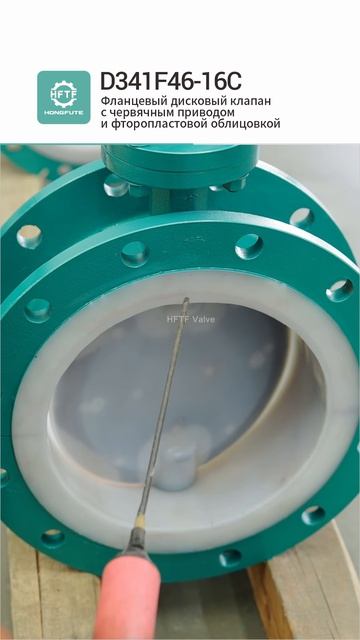 D341F46-16C Фланцевый дисковый клапан с червячным приводом и фторопластовой облицовкой-HFTF