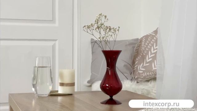 Декоративная ваза ЭВАРИСТ, стекло, бордовая, 19 см, AAE204250-2