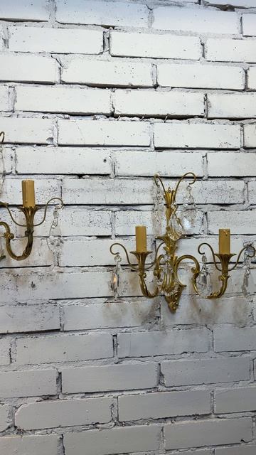 Старинные бра из бронзы с подвесами 20805