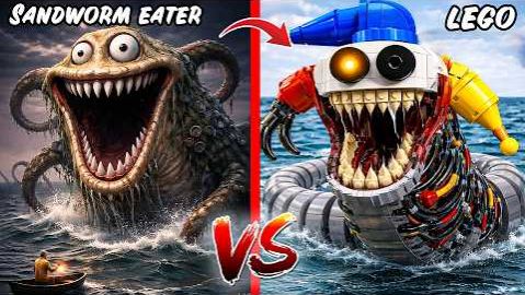 Пожиратель песчаных червей ЛЕГО против прототипа песчаного червя – кто победит