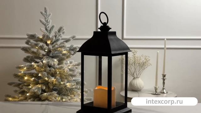 Винтажный фонарь ВИЛЛЕМ, чёрный, тёплый белый LED-огонь, 30 см, пластик, таймер, батарейки, 894405-3