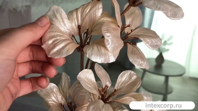 Декоративная ветка ЗОЛОТОЕ ЦВЕТЕНИЕ, текстиль, пластик, 70 см, AL75233