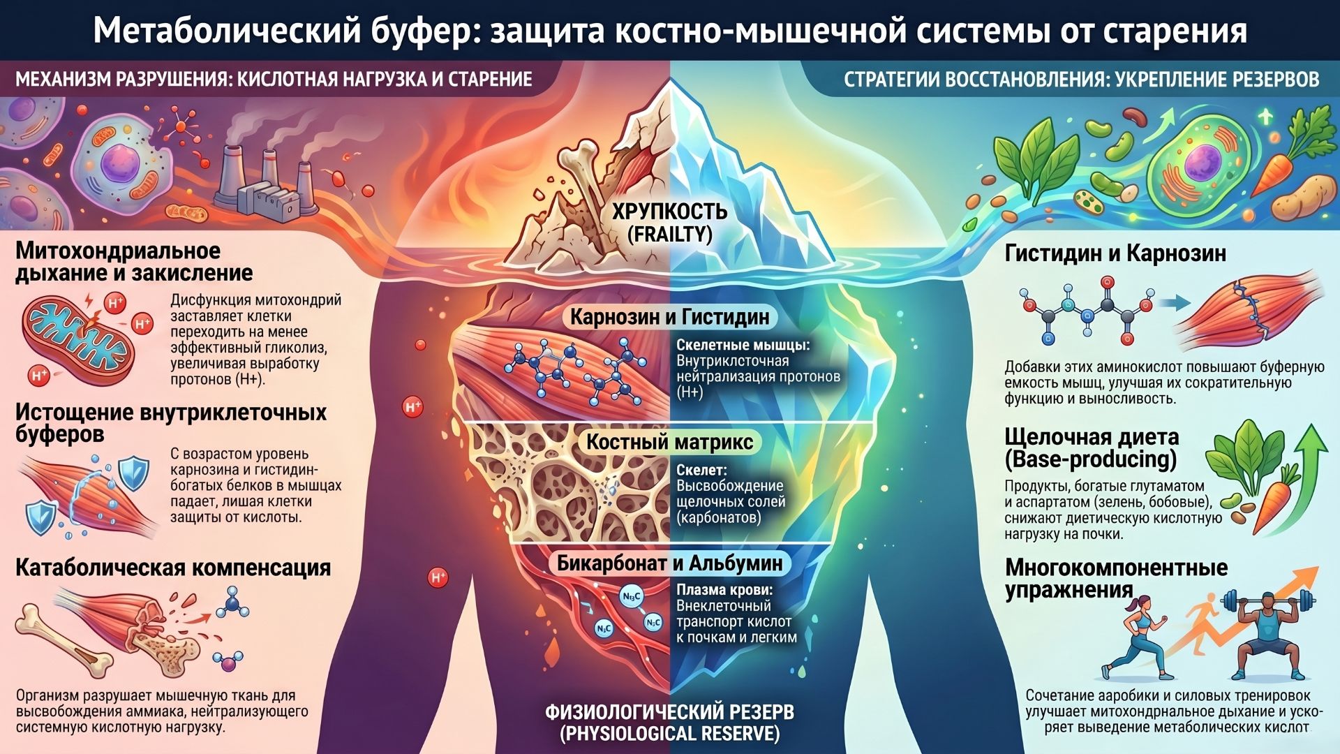 Нарушение кислотно-щелочного баланса связывает старение и метаболизм с хрупкостью организма