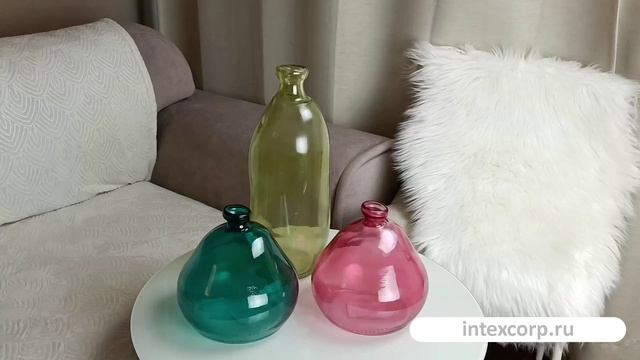 Ваза-бутыль АНИВЭН, стекло, бирюзовая, 19 см, 008000130-1.