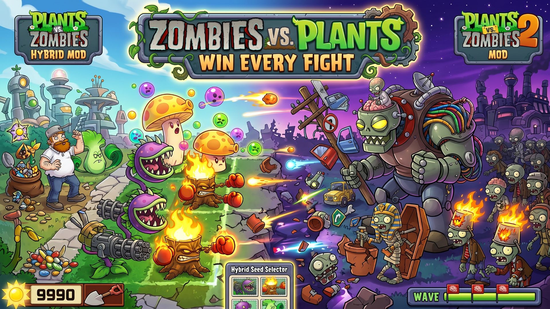 Растения против Зомби ПвЗ Fusion Plants Vs. Zombies Hybrid Grafted Mod PvZ мод Битва прохождение топ