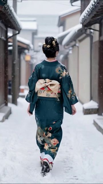 Зимний волшебный момент в кимоно #япония #зима #культура