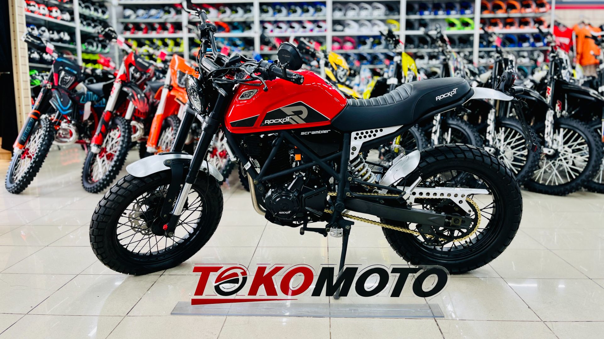 Мотоцикл дорожный ROCKOT SCRAMBLER (красный глянцевый) (1)