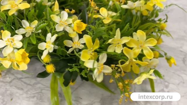 Декоративный пасхальный венок НЕЖНОСТЬ ЛЕТНЕГО ЛУГА, жёлтый, 30 см, C045-Y