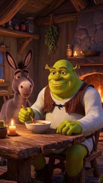 Шрек и Осел: уютный вечер в домике #Шрек #Осел #Мультфильм