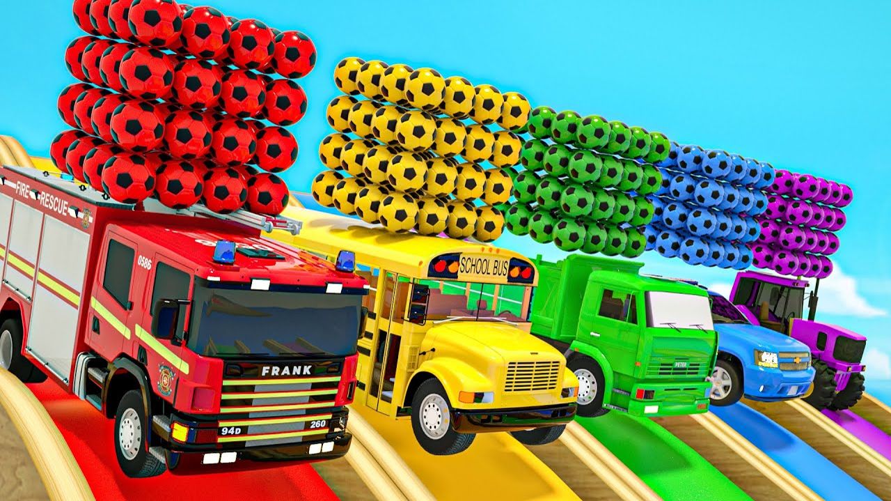 Школьный автобус и квадратные футбольные мячи Колеса на автобус детские стишки и песенки для малышей