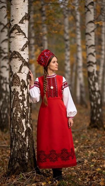 Красота русской народной одежды в осеннем лесу #фольклор #культура #традиции