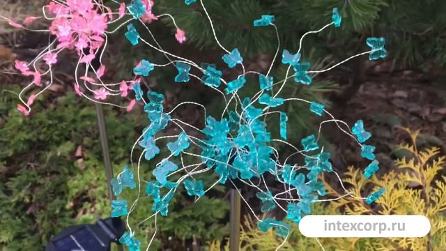 Декоративный садовый светильник Solar ПАРЯЩИЕ БАБОЧКИ голубые, на солнечной батарее, 897676, 897677