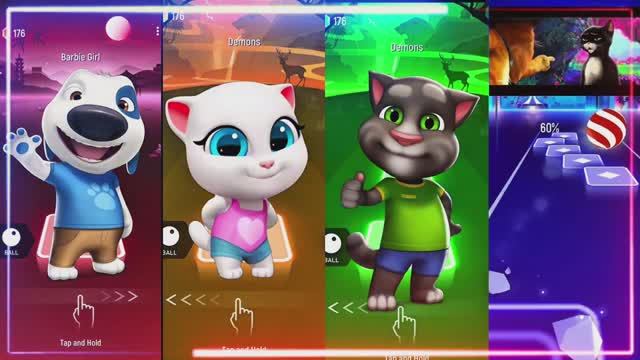 МУЛЬТИКИ ДЛЯ ДЕТЕЙ: ГОВОРЯЩИЙ ТОМ, АНЖЕЛА, БЕН И ХЭНК УСТРАИВАЮТ ВЕСЕЛЫЙ БАТТЛ 🐱💖🐶