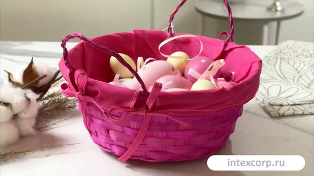 Декоративная корзина КРАСКИ ЛЕТА： РОЗОВЫЙ, натуральный бамбук, 21х9 см, ATV000040-5