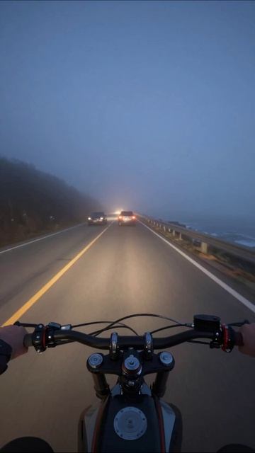 Поездка на мотоцикле в туманном утре #мотоциклы #поездки