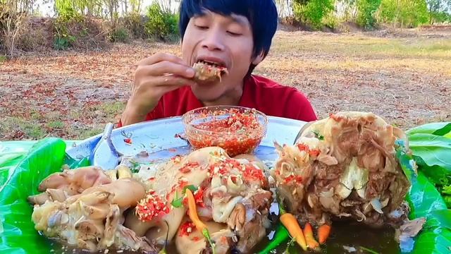 #MUKBANG 🐷Отварная свиная голова с морепродуктами и овощами! 🥬ASMR ЕДА НА КАМЕРУ ОБЖОР ОБЕД
