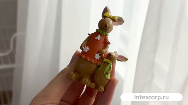 Декоративная фигура КРОЛЬЧИХА С СЫНОЧКОМ, полистоун, 9 см, 59-1131-1