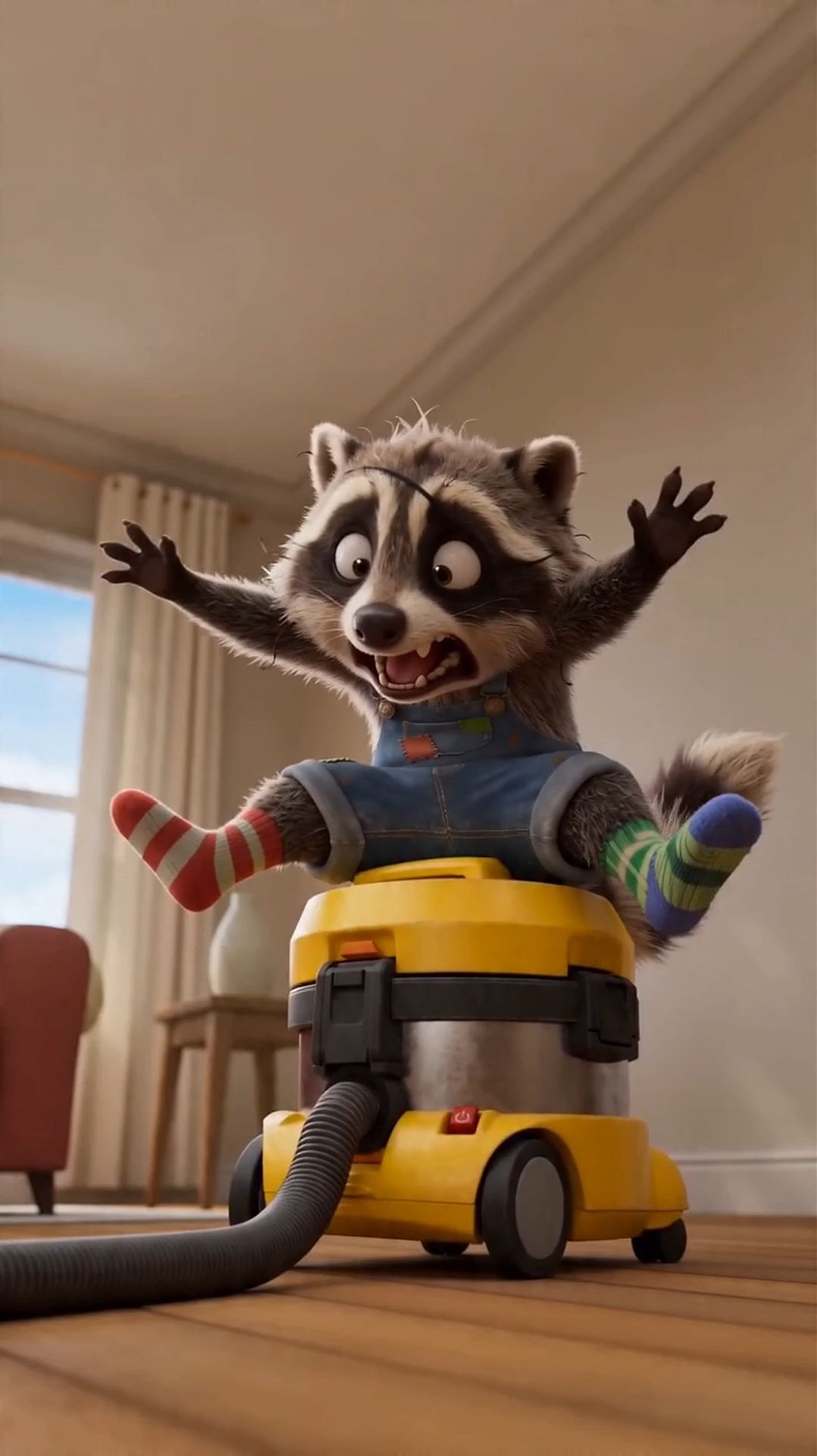 Енот и пылесос!