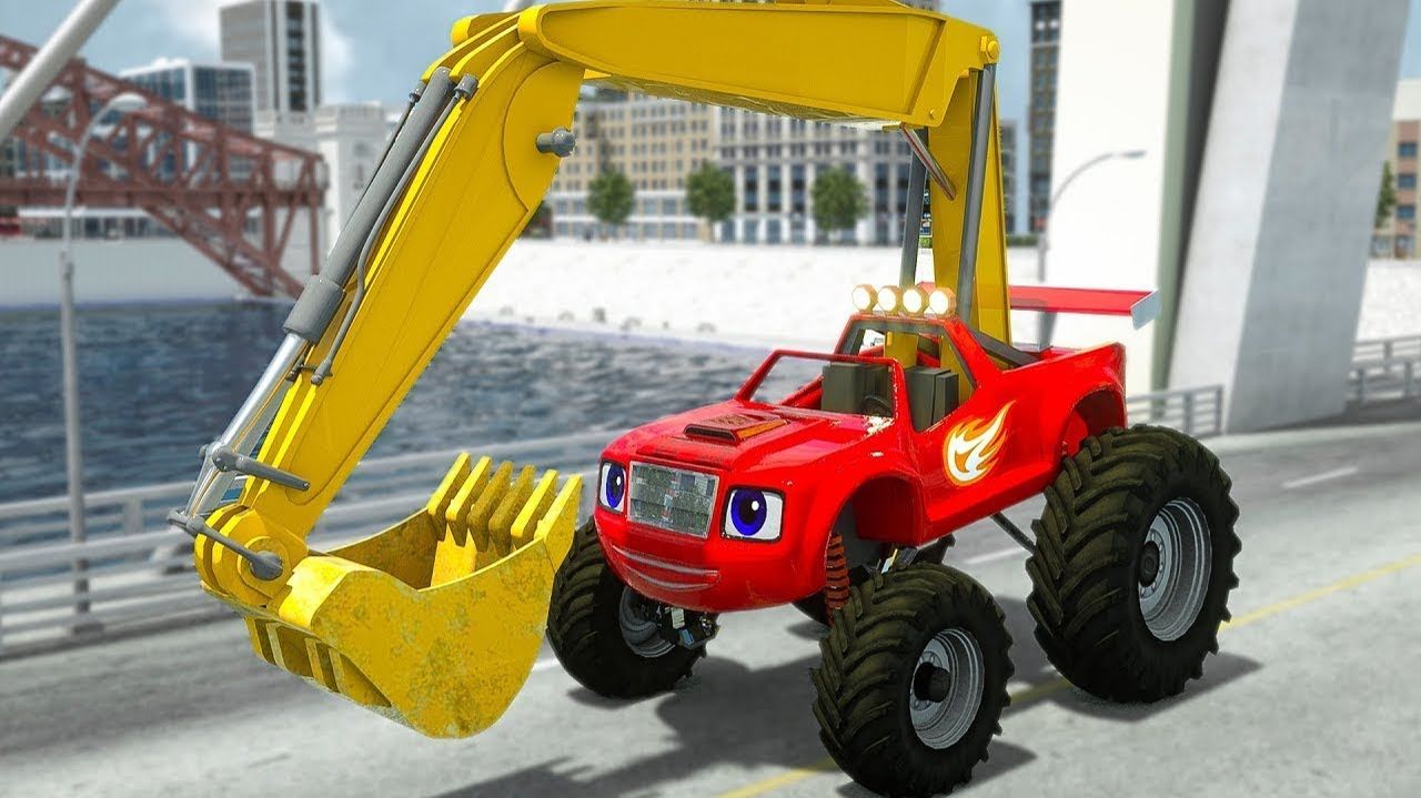 Сборка экскаватора Ника-младшего Блейза и ремонт улицы - Мультики про машинки для детей
