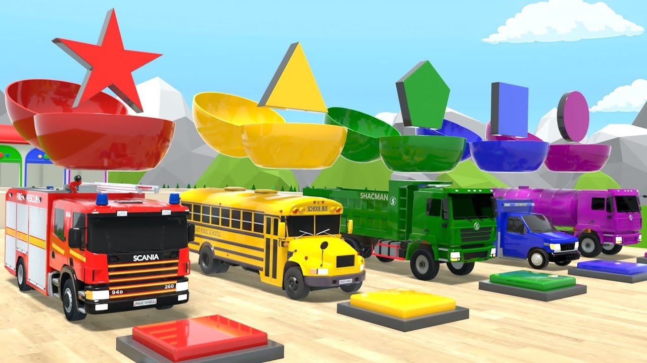 Бинго - Песенка Колеса на автобусе - Изучение цветов и форм - Детские песенки для малышей