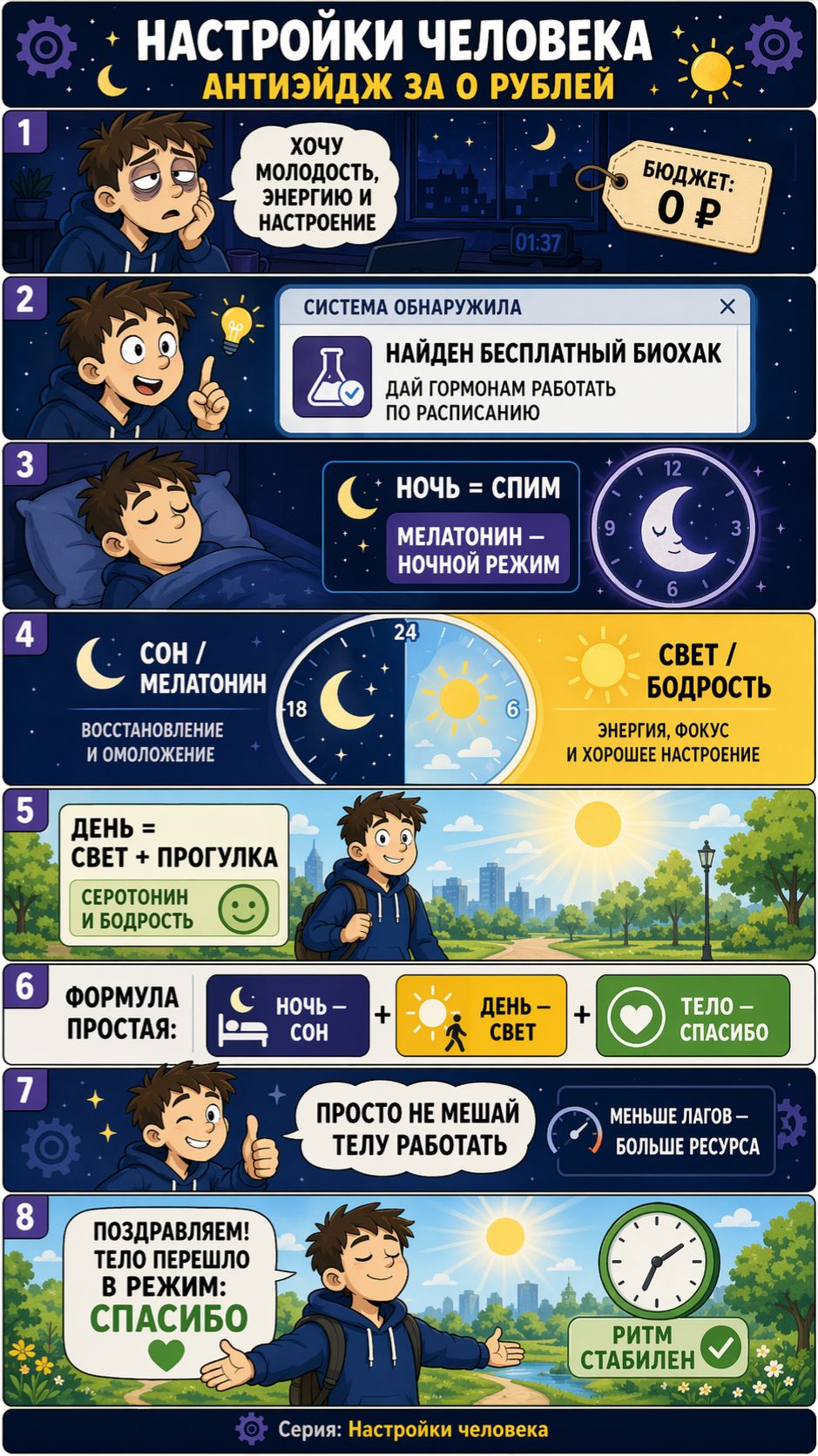 Настройки человека. Циркадные ритмы.