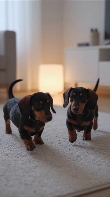 Очаровательные щенки таксы в доме #щенки #такса