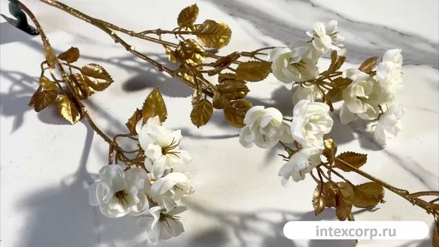 Декоративная ветка ЦВЕТЕНИЕ ВИШНИ, полиэстер, белая, 87 см, 220696