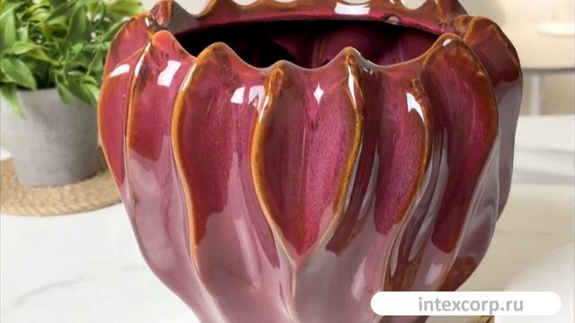 Декоративная ваза-кашпо ДЖЕРМОЛЬО, пурпурная, 22х17 см, 1173912