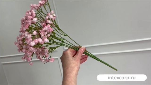 Декоративная ветка-букет РОЗОВАЯ ГИПСОФИЛА, текстиль, пластик, 40 см, 2100065A999-3