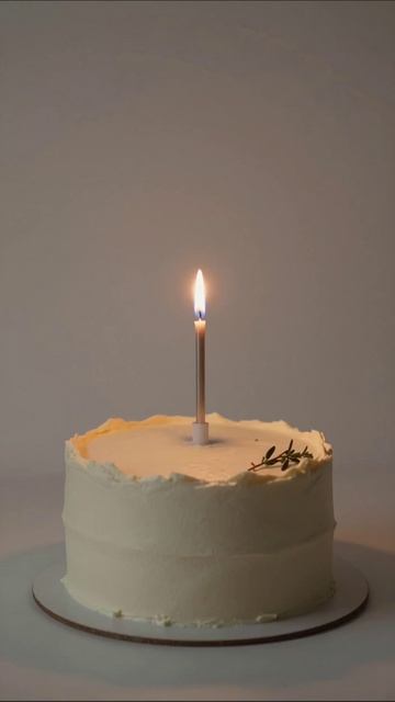Торт с зажжённой свечой: момент праздника #торт #праздник