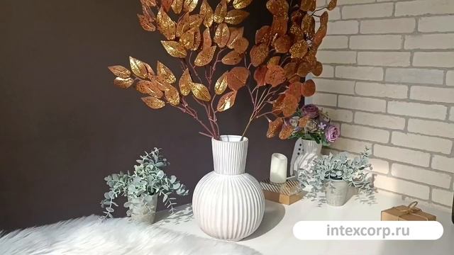 Декоративная ветка ИСКРИСТЫЙ ЭВКАЛИПТ, круглые листья, пластик, 72 см, 220529-1