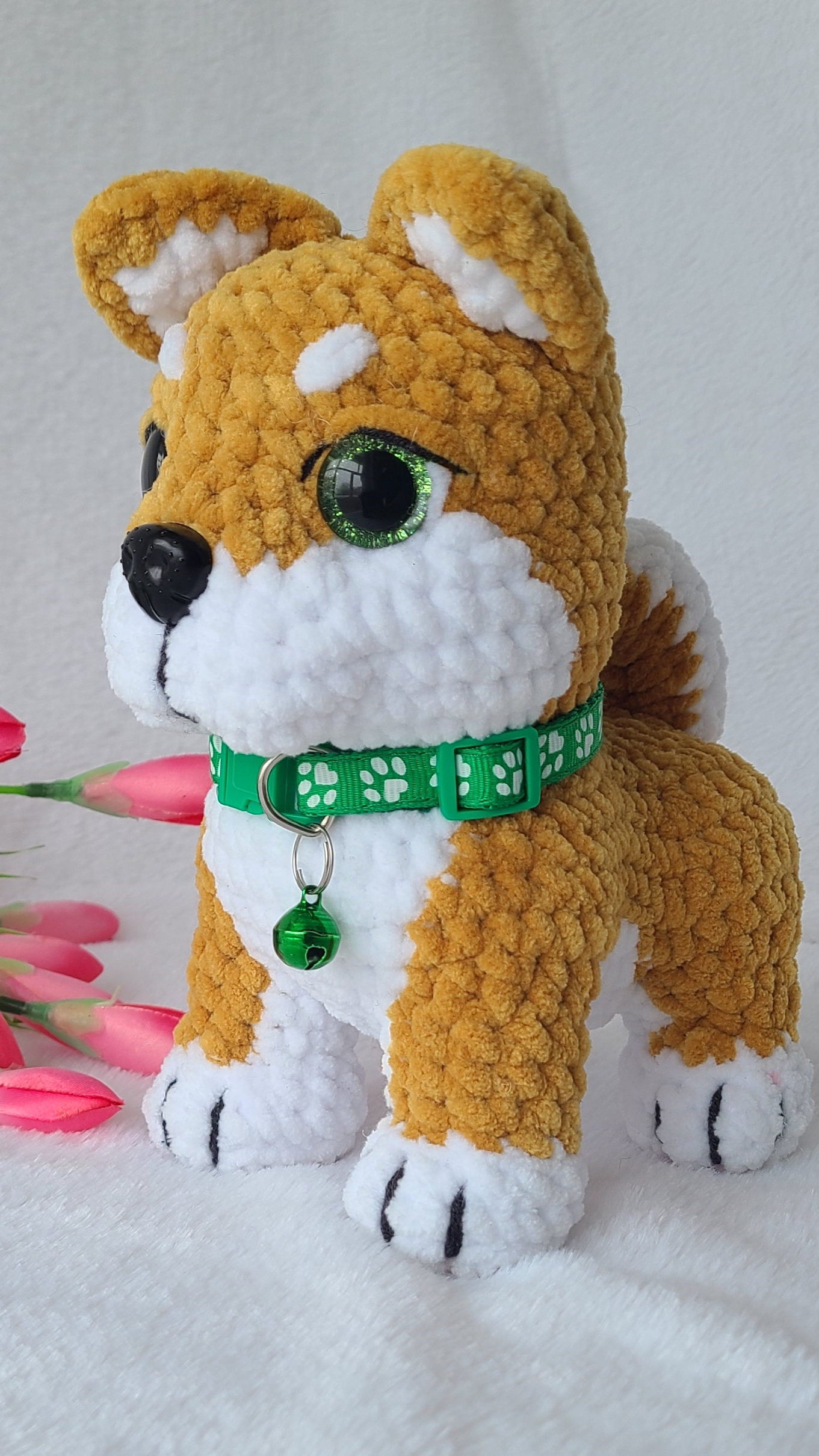 Плюшевый вязаный щенок Булка крючком - есть подробный МК