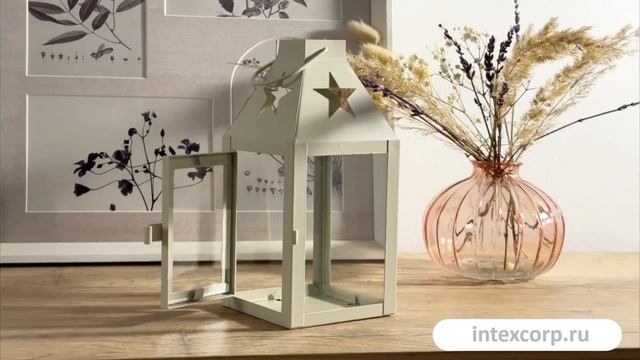 Декоративный подсвечник-фонарь СКОНС, металл, кремовый, 17х8 см, ACC365060-2