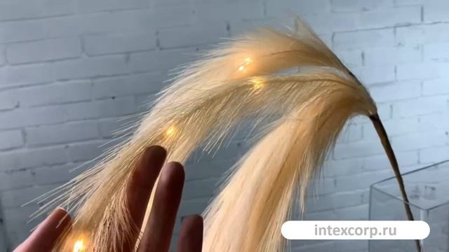 Декоративная ветка ПЕНЕЛЛО ДИ ПЬЮМЕ, полиэстер, кремовая, 18 тёплых белых микро LED-огней, 486259