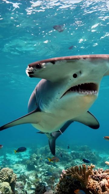 Шокирующее столкновение с акулой #акула #подводныймир #морскаяжизнь