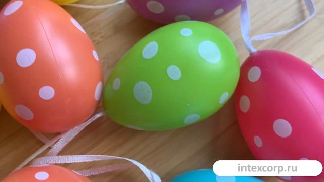 Декоративные пасхальные яйца ГОРОШКОВОЕ НАСТРОЕНИЕ, пластиковые, 6 см (12 шт.), 819005