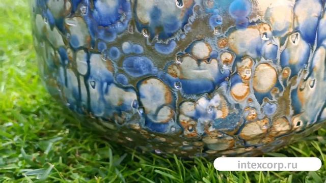 Декоративное кашпо ВЕНОНА, керамика, синий, 33 см, 1138247