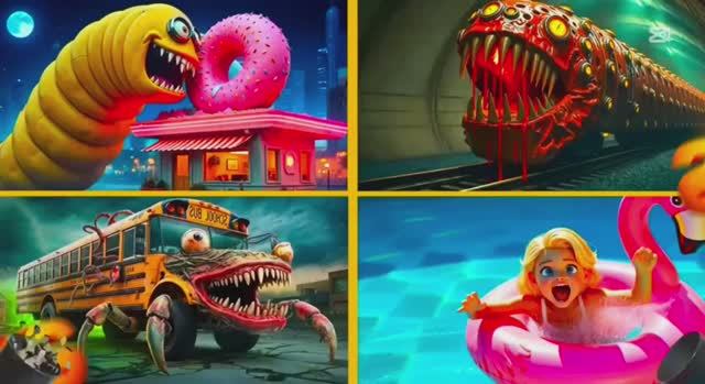 МУЛЬТИКИ ПРО МОНСТРОВ и Машинки: ПОЕЗД ПОЖИРАТЕЛЬ против МИНЬОНОВ и ШКОЛЬНЫЙ АВТОБУС 🚂👹